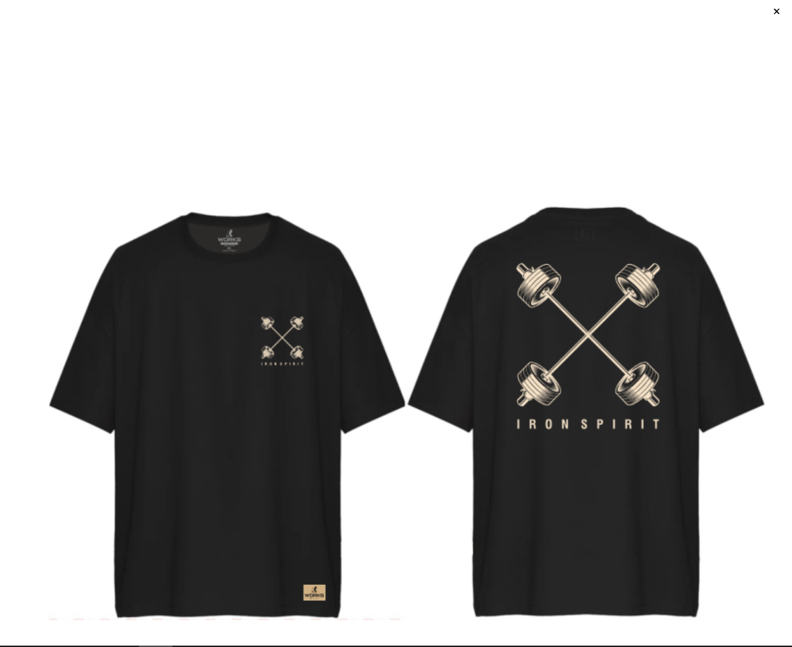 XWORKS Iron Spirit Oversize Tişört Siyah - Cross Barbell Edition (TSX0005)