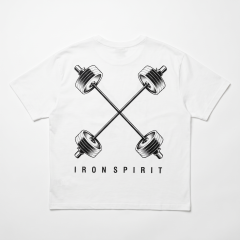 XWORKS Iron Spirit Oversize Tişört Ekru - Cross Barbell Edition (TSX0006)
