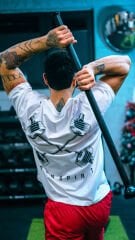 XWORKS Iron Spirit Oversize Tişört Ekru - Cross Barbell Edition (TSX0006)