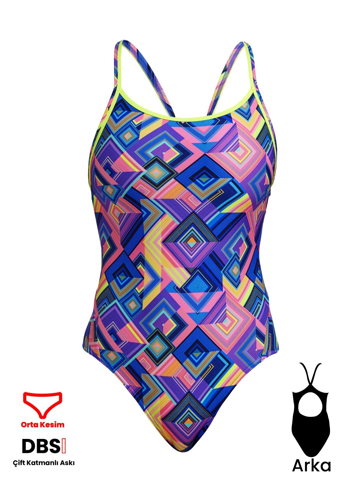 Funkita DB Be Square Kadın Antrenman Mayo, Elmas Sırt