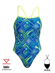 Funkita SST Help Me Rhombus Kadın Antrenman Mayo, Geniş Sırt İnce Askılı