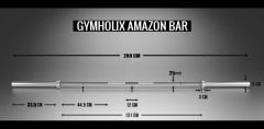 GYMHOLIX® Amazon Siyah Olimpik CrossFit Halter – 15KG / 200CM Kadın Barı