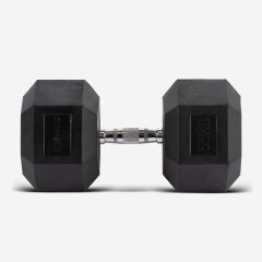 GYMHOLIX® Kauçuk Köşeli Hex Dambıl | Profesyonel Gym Dumbbell 55KG