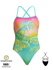 Funkita STP Candy Climb Kadın Yüzme Mayosu - Çift Çapraz Sırt, Klor Dirençli, Ekolojik Tasarım