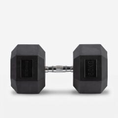 GYMHOLIX® Kauçuk Köşeli Hex Dambıl | Profesyonel Gym Dumbbell 60KG