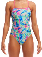 Funkita SS Olive Oily Kadın Yüzme Mayosu – Klor Dayanıklı ve İnce Askılı