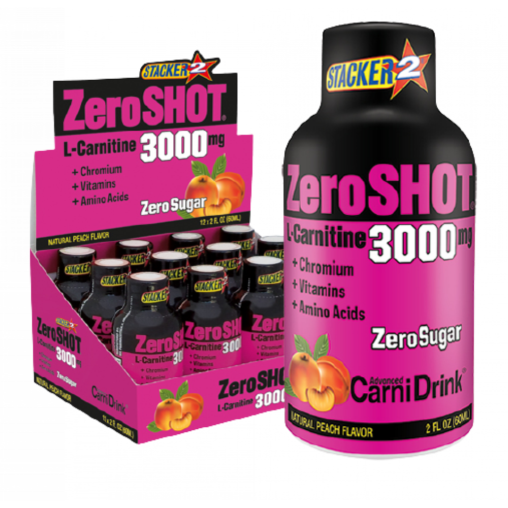 ZeroSHOT L-Carnitine 60 ml 3000 mg Şeftali 12 Shot