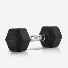 GYMHOLIX® Kauçuk Köşeli Hex Dambıl | Profesyonel Gym Dumbbell 5KG