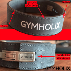 GYMHOLIX® 13 mm Lever Powerlifting Belt – Gri Güç Kemeri