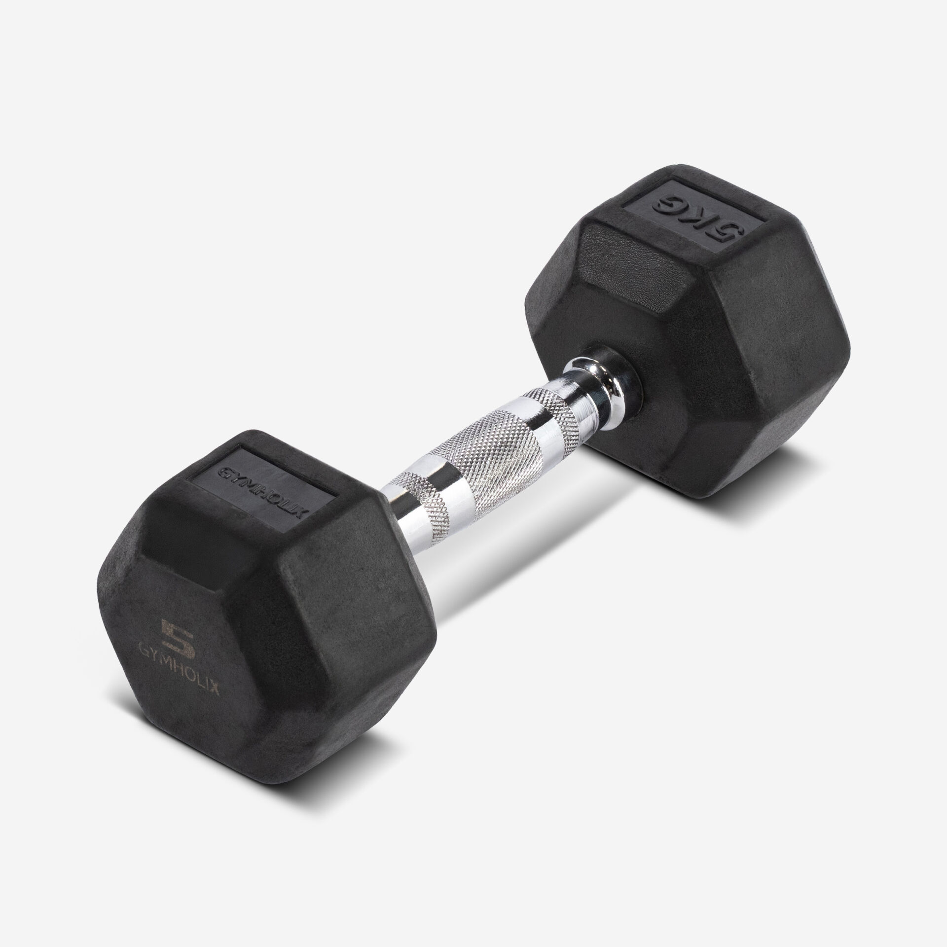 GYMHOLIX® Kauçuk Köşeli Hex Dambıl | Profesyonel Gym Dumbbell (Tek) 5KG