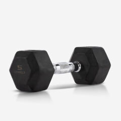 GYMHOLIX® Kauçuk Köşeli Hex Dambıl | Profesyonel Gym Dumbbell (Tek) 5KG