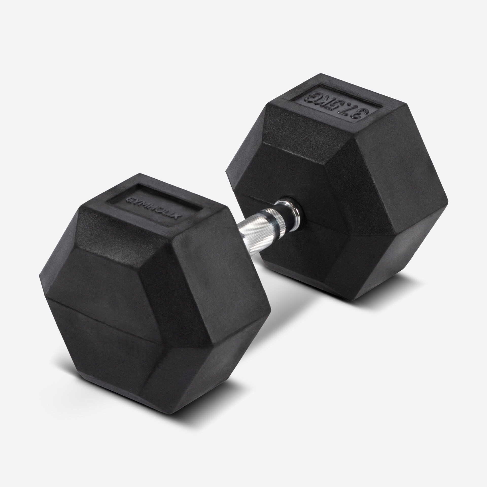 GYMHOLIX® Kauçuk Köşeli Hex Dambıl | Profesyonel Gym Dumbbell (Tek) 37.5KG