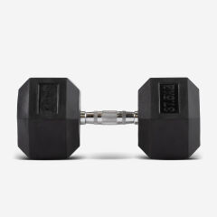 GYMHOLIX® Kauçuk Köşeli Hex Dambıl | Profesyonel Gym Dumbbell (Tek) 37.5KG