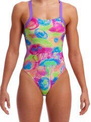 Funkita BF Sweet Sting Kadın Yüzücü Mayosu – Geniş Askılı, Açık Sırtlı