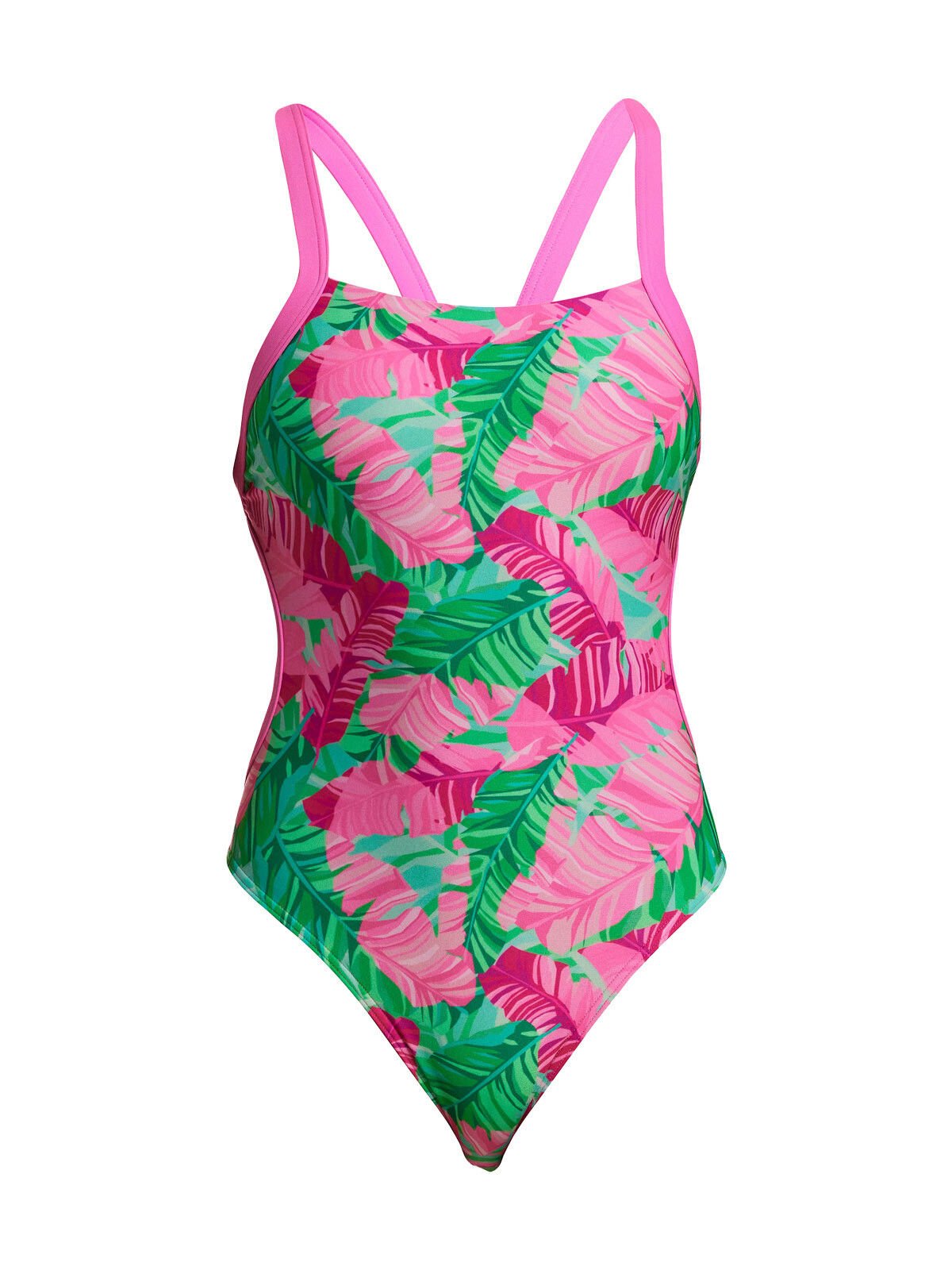 Funkita BF Tropic Palm Kadın Yüzücü Mayosu – Geniş Askılı, Açık Sırtlı