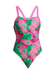 Funkita BF Tropic Palm Kadın Yüzücü Mayosu – Geniş Askılı, Açık Sırtlı