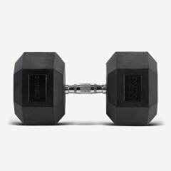GYMHOLIX® Kauçuk Köşeli Hex Dambıl | Profesyonel Gym Dumbbell (Tek) 55KG
