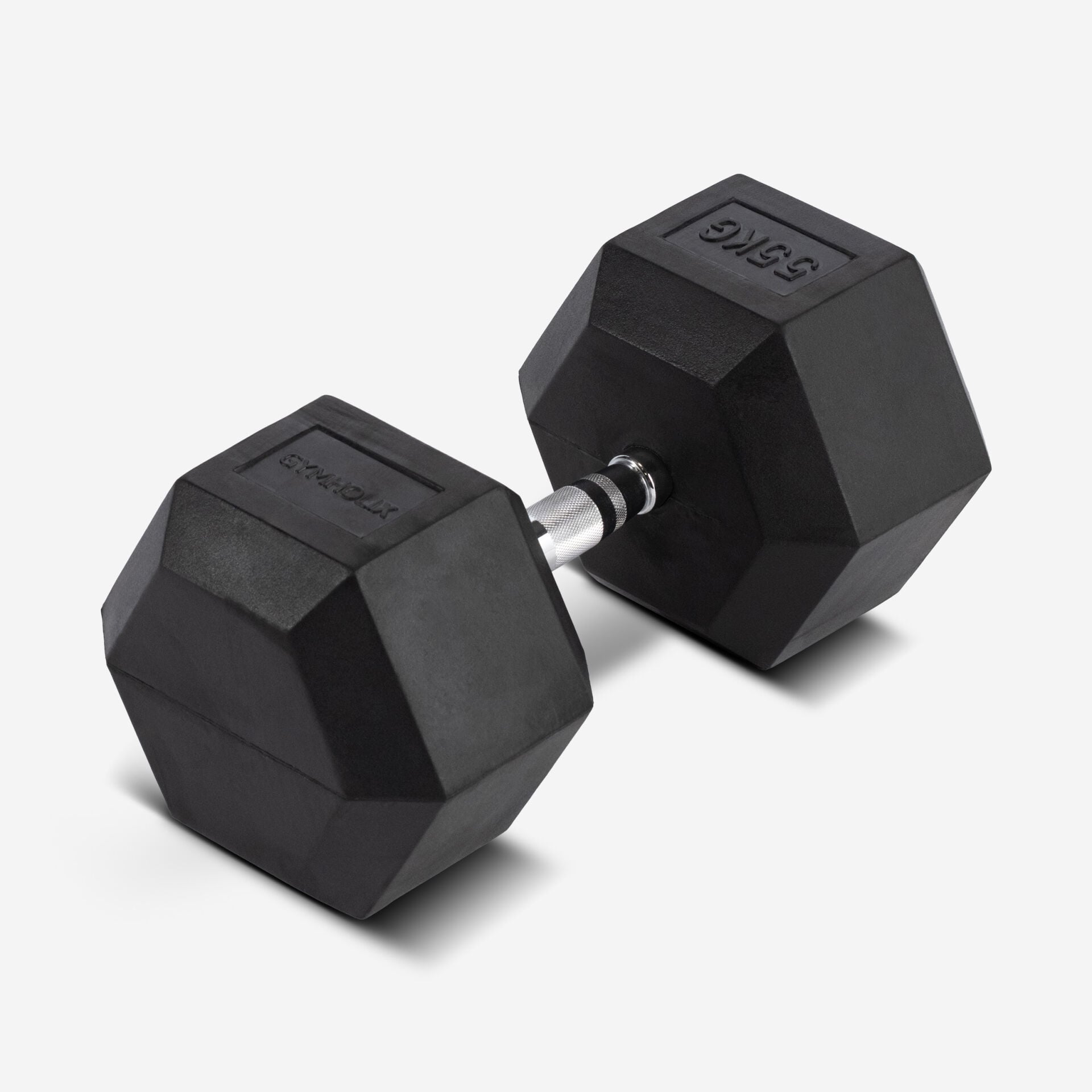 GYMHOLIX® Kauçuk Köşeli Hex Dambıl | Profesyonel Gym Dumbbell (Tek) 55KG