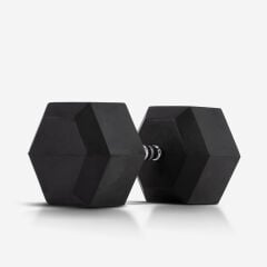 GYMHOLIX® Kauçuk Köşeli Hex Dambıl | Profesyonel Gym Dumbbell (Tek) 55KG