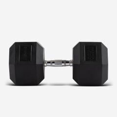 GYMHOLIX® Kauçuk Köşeli Hex Dambıl | Profesyonel Gym Dumbbell (Tek) 55KG