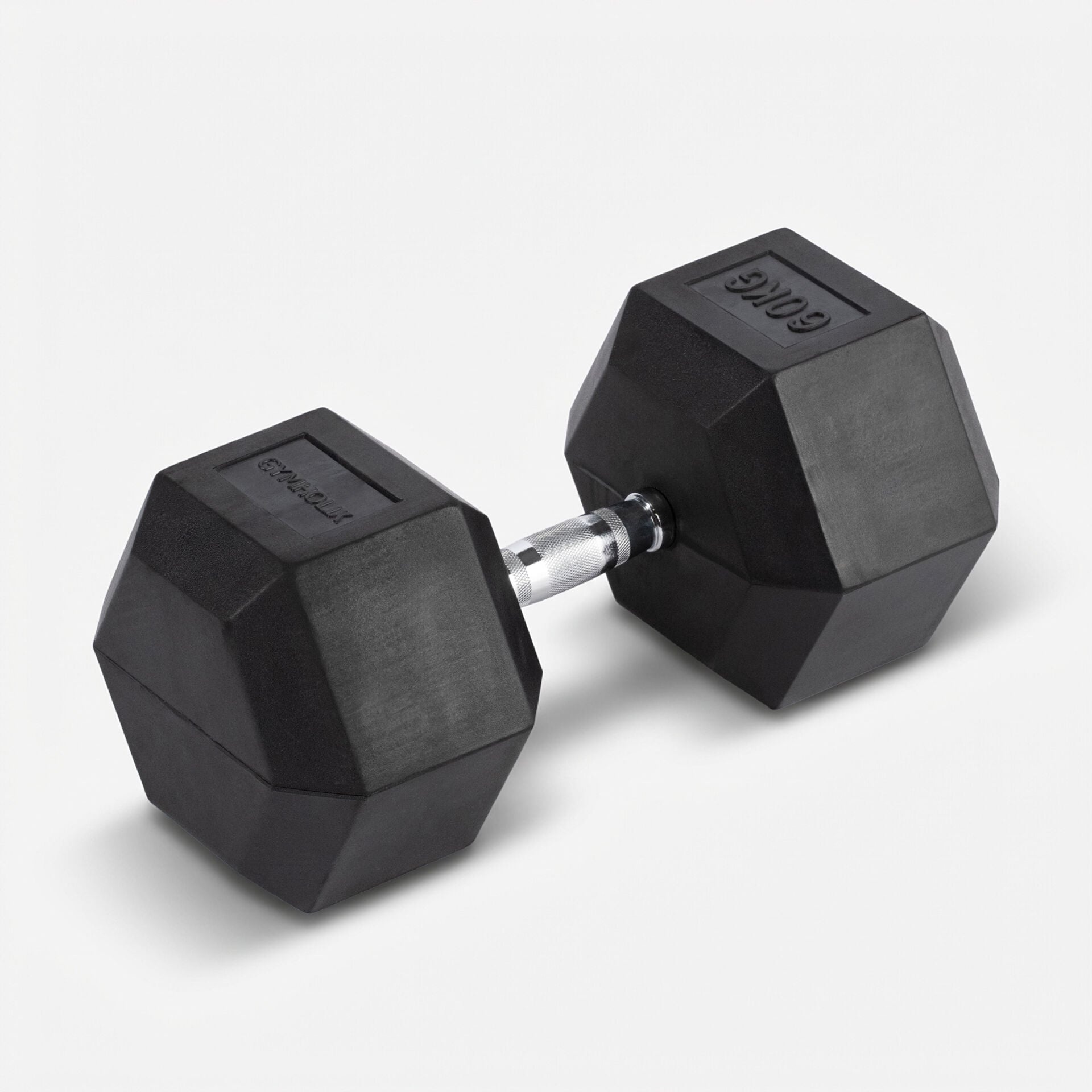 GYMHOLIX® Kauçuk Köşeli Hex Dambıl | Profesyonel Gym Dumbbell (Tek) 60KG