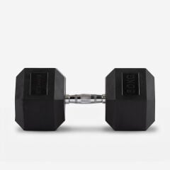 GYMHOLIX® Kauçuk Köşeli Hex Dambıl | Profesyonel Gym Dumbbell (Tek) 60KG