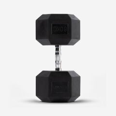 GYMHOLIX® Kauçuk Köşeli Hex Dambıl | Profesyonel Gym Dumbbell (Tek) 60KG