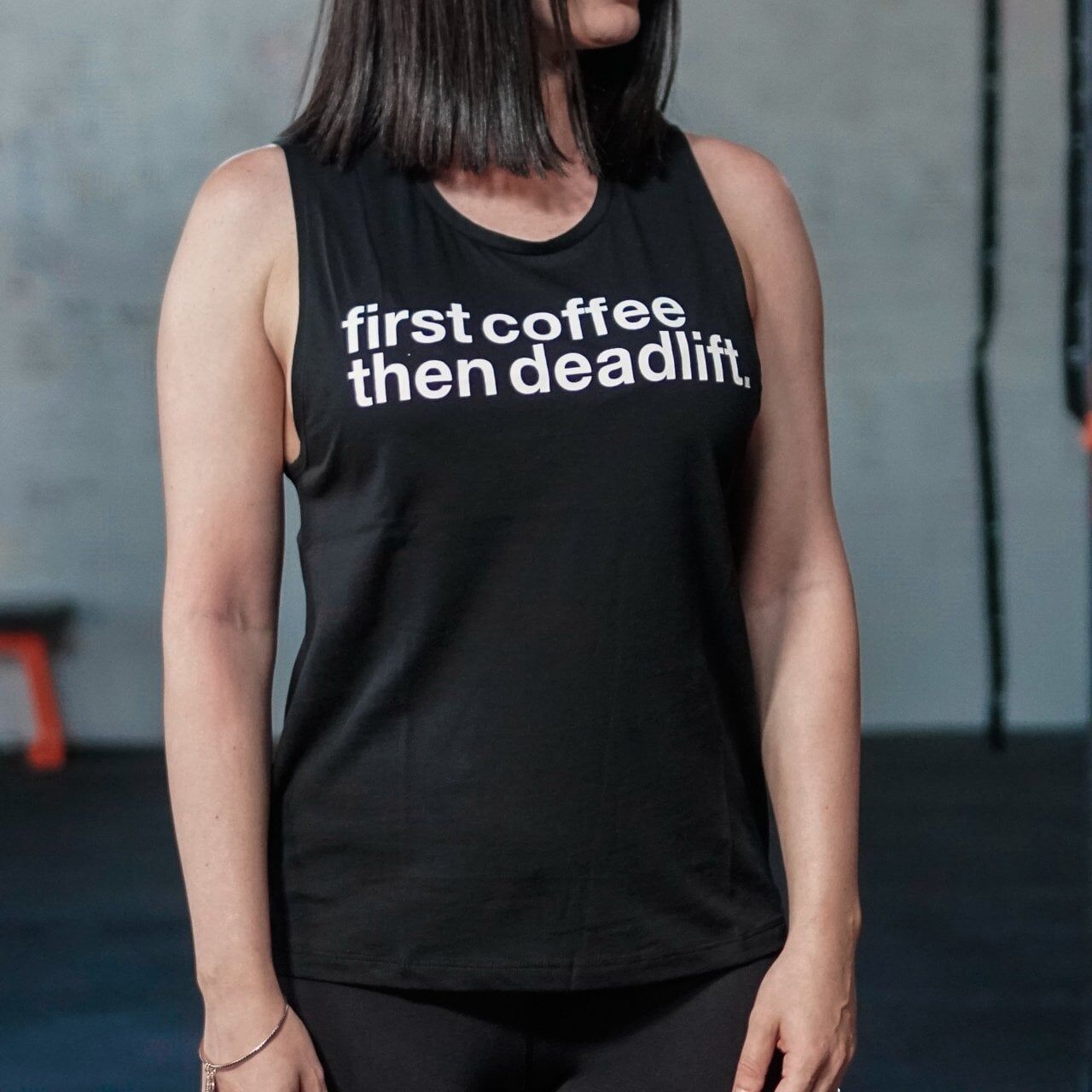 GYMHOLIX® First Coffee Then Deadlift Women – Kadın Atlet (Vest) S/M