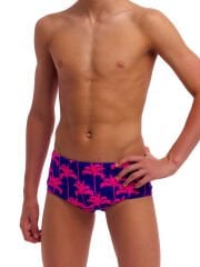 Funky Trunks Sidewinder Trunks Pinky Palms – Erkek Çocuk Slim Antrenman Mayosu
