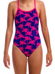 Funkita SS Pinky Palms Kız Çocuk Antrenman Mayosu – İnce Askılı Yüzücü Mayosu | Renkli ve Konforlu Tasarım