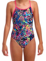 Funkita SS Lolly Leopard Kız Çocuk Antrenman Mayosu – İnce Askılı Yüzücü Mayosu | Renkli ve Konforlu Tasarım