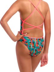 Funkita STP Swan See Swan Kız Çocuk Antrenman Mayosu – Çift Çapraz Sırt, Klor Dirençli, Ekolojik Tasarım