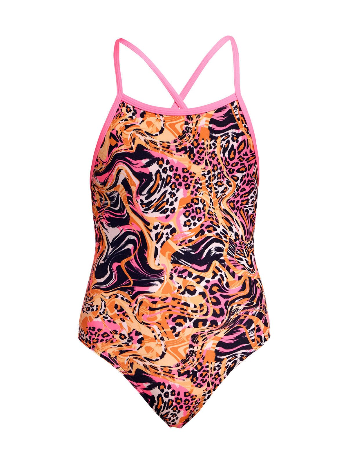 Funkita TMT Tipsy Tiger Kız Çocuk Antrenman Mayosu – Ayarlanabilir Bağlamalı Askı Tasarımı & C-Infinity Klor Dayanımlı