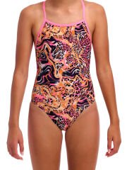 Funkita TMT Tipsy Tiger Kız Çocuk Antrenman Mayosu – Ayarlanabilir Bağlamalı Askı Tasarımı & C-Infinity Klor Dayanımlı