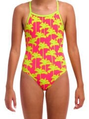 Funkita TMT Sweet Coconuts Kız Çocuk Antrenman Mayosu – Ayarlanabilir Bağlamalı Askı Tasarımı & C-Infinity Klor Dayanımlı
