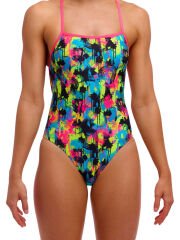 Funkita STP Blotchy Baby Kadın Antrenman Mayosu – Çift Çapraz Sırt, Klor Dirençli, Ekolojik Tasarım